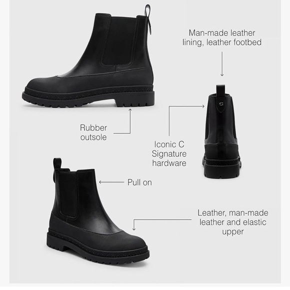 Coach Men's Leather Boots Carver, Black Size 8.5 US MSRP $295 - Picture 3 of 5